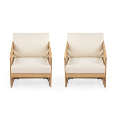 Royal Wood Club Chair Set Of 2, Beige
