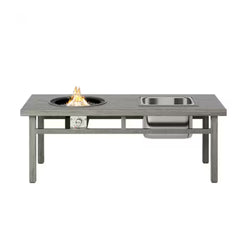 47" 3-in-1 Outdoor Aluminum Gray Propane Fire Pit Table 50,000 BTU with Ice Bucket,