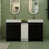 60 Inch Freestanding Bathroom Vanity with Resin Sink and a Storage Cabinets, With Soft Closing Door, 09224*2+0312 Combination Cabinet, KD-Package