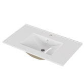 32-Inch White Ceramic Bathroom Sink, Fits 32-Inch Vanity,Pre-Drilled Faucet Hole,Modern Minimalist Design,Durable & Easy to Clean