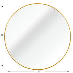Gold 42 Inch Metal Round Bathroom Mirror