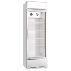 Refrigeration Glass 1 Door Upright Display Beverage Cooler Merchandiser with LED Lighting, 16.5 Cubic Ft., ETL Approved, Silver