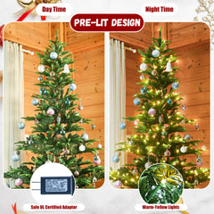 4ft Christmas Tree with 100 Warm White LED Lights, 298 PE+PVC Tips, Auto-Unfold Memory Wire, Hinged Structure & Stable Metal Stand – Easy Assembly Holiday Tree