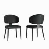 Dining Chairs Set of 2, Modern Design Home Chairs, PU Leather Metal Dining Chairs for Kitchen Dining Room-Black
