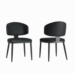 Dining Chairs Set of 2, Modern Design Home Chairs, PU Leather Metal Dining Chairs for Kitchen Dining Room-Black