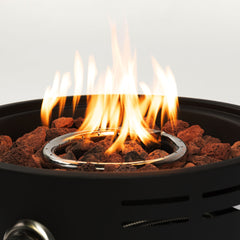 15" Propane Tabletop Gas Fire Pit, 40000 BTU Round Steel Fire Pit For Outdoor Living Room Garden Balcony -Black