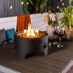 15" Propane Tabletop Gas Fire Pit, 40000 BTU Round Steel Fire Pit For Outdoor Living Room Garden Balcony -Black