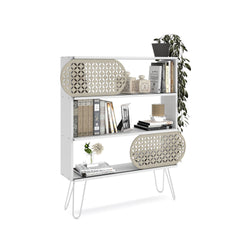 Illia Modern 3-Tier Bookcase Open Bookshelf, Metal Leg, Wood Frame, Multi-Purpose Shelf for Living Room, Home Office, Kids Room