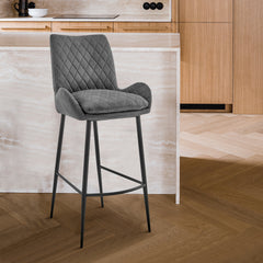 Garren 26" Counter Height Bar Stool in Charcoal Fabric and Black Finish