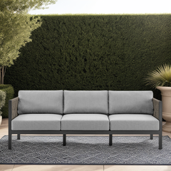 Solenna Aluminum and Rope Outdoor Sofa in Black and Dark Gray