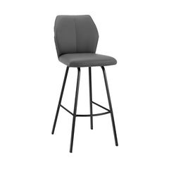 Mirano Gray Faux Leather and Black Metal 26" Counter Stool