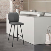 Mirano Gray Faux Leather and Black Metal 26" Counter Stool