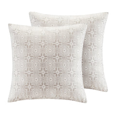 6 Piece Embroidered Cotton Reversible Comforter Set Ivory Full/Queen