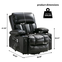 Power Electric massage lift lounge chair, suitable for the elderly, with heating and vibration functions,Fleece leather with USB, can be used for lying down. BLACK