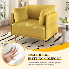 39" Modern Upholstered Accent Chair with Soft Cushions, Sleek Armrest Design and Sturdy Wooden Legs, Cozy Seating for Living Room, Bedroom, or Office Lounge