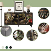 60.3" with 4 doors for Buffet Cabinets, Glazed painting art storage Cabinets, American retro control Console Table decorative Cabinets, Living room, Bedroom, Dining room