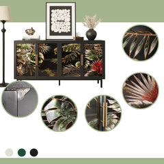 60.3" with 4 doors for Buffet Cabinets, Glazed painting art storage Cabinets, American retro control Console Table decorative Cabinets, Living room, Bedroom, Dining room