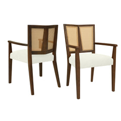ARM DINING CHAIR(walnut+beige) Set of 2