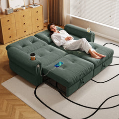 It is a multi-functional sofa, a 80.4-inch convertible sofa bed, and a 2-in-1 piece suitable for both sitting and lying down. Made of Sheneyron fabric, it is suitable for living rooms, bedrooms