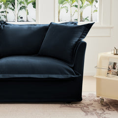 Armless sofa slip cover -Blue Chenille