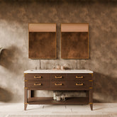 Brown Oak Double Bath Vanity 60 in. W x 22 in. D