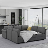 Modern 7-Seater U-Shaped Sofa with 2 Chaise Lounges, Convertible U Shaped Sofa Couch with with Storage, Comfy Modular Sofa Couch for Bedroom, Living Room, Office