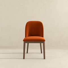 New Design Dining Kitchen Mid-Century Modern Chairs with Wood Legs Kaitlyn Burnt Orange Velvet Dining Chair (Set Of 2) 33''