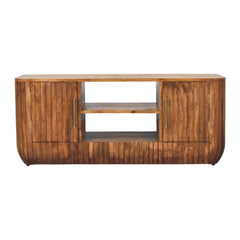 Artisan Furniture Solid Wood Fluted Media Console with Shelves