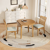 3-Piece Round Dining Table Set for 2 People, 1 Folding Wood Dining Table + 2 Upholstered Chairs, Space-Saving Design for Small Apartments and Dining Areas -LIGHT BROWN