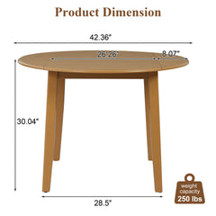 Extendable Round Dining Table for 2–4 People, Folding Wood Dining Table with Adjustable Size, Space-Saving Design for Small Apartments and Dining Areas - LIGHT BROWN