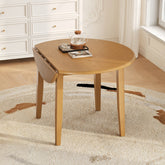 Extendable Round Dining Table for 2–4 People, Folding Wood Dining Table with Adjustable Size, Space-Saving Design for Small Apartments and Dining Areas - LIGHT BROWN