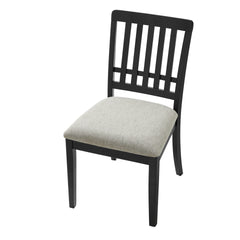 2-Piece Modern Scandinavian Dining Chairs, Curved Wood Backrest with Gray Fabric Seat, Finish for Dining Room and Apartment, Easy to Assembly -BLACK