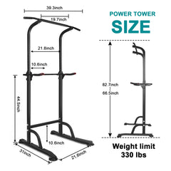 Power Tower Dip Station Adjustable Height Heavy Duty Multi-Function Fitness Training Equipment