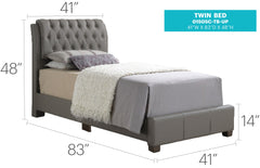 Contemporary Twin Bed In Light Grey Elegance