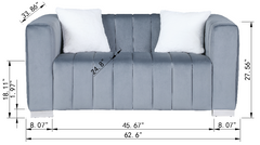 A modern channel sofa take on a traditional Chesterfield,Grey color,loveseater