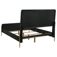Anser Black and Grey Eastern King Panel Bed with Metal Leg