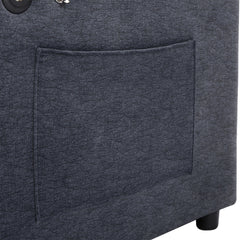 55.9" Convertible Sofa Bed Loveseat Sofa with Three USB Ports, Two Side Pockets, Two Cup Holders and 360°Swivel Phone Holder for Living Room, Blue Grey