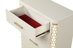 Jasmine 5-Drawer Chest with side LED Lightning made with Wood in Beige same as 659436285736 (CA inventory)