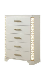 Jasmine 5-Drawer Chest with side LED Lightning made with Wood in Beige same as 659436285736 (CA inventory)