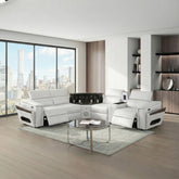 Nova Modern Style Sectional with 1 Console (Fridge), Wedge with Bluetooth speaker, LED and Lifting wine cabinet - White