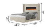 LIZZELLE Upholstery Wooden Queen 4 PC Bedroom set with Ambient lighting in Beige Velvet Finish(CA INVENTORY)