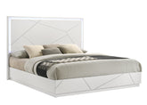 Manhattan King Bed – Contemporary Geometric Design with LED Lighting & High-Gloss Lacquer Finish, Durable Minimalist Style for Modern Bedrooms (NJ Inventory)