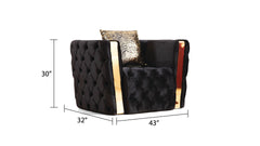 Naomi Button Tufted Chair Finished with Velvet Fabric and Gold Accent in Black same asG150109211 (NJ inventory)