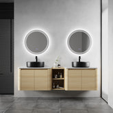72'' Wall-Mounted Bathroom Vanity With Ceramic Art Sink, and 1-Storage Shelves, 4-Soft-Close Door, KD-Packing, Plywood