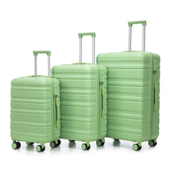 HIFINE TOURIST 20"/24"/28" 3 pcs/set in ABS Spinner Wheel Luggage, Carry on Suitcase, Matching Color, TSA Combination Lock (Green)