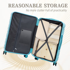 HIFINE TOURIST 20"/24"/28" 3 pcs/set in ABS Spinner Wheel Luggage, Carry on Suitcase, Matching Color, TSA Combination Lock (Blue)