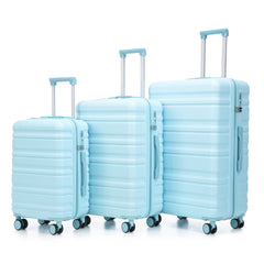 HIFINE TOURIST 20"/24"/28" 3 pcs/set in ABS Spinner Wheel Luggage, Carry on Suitcase, Matching Color, TSA Combination Lock (Blue)