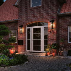20"(H) Set of 2 Modern Outdoor Wall Lanterns with Black Metal Frame and Clear Glass, Weatherproof Wall Sconces for Porch, Garage, or Entryway Lighting, E26 Bulb Compatible (No Bulbs)