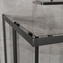 Goodyo Corner Shower Enclosure 36 in.D x 36 in. W x 72 in. H, Sliding Shower Door with Black Shower Base, Shower Stall with 1/4 in Clear Tempered Glass, Easy Clean