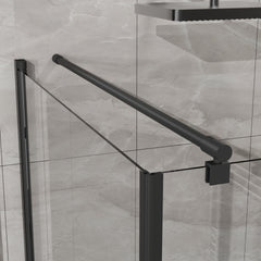 Goodyo Shower Enclosure 36 in.D x 36 in. W x 72 in. H, Corner Shower Door with Shower Base, Pivot Opening Frameless Shower Stall with 1/4 in Clear Tempered Glass, Black Set